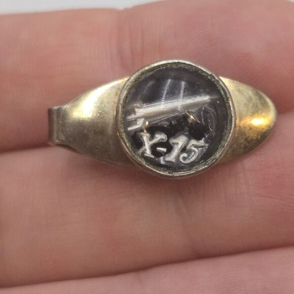 Vintage Rare X-15 Airplane Intaglio Glass Carved Gold Tone Tie Clip Plane - Picture 1 of 4